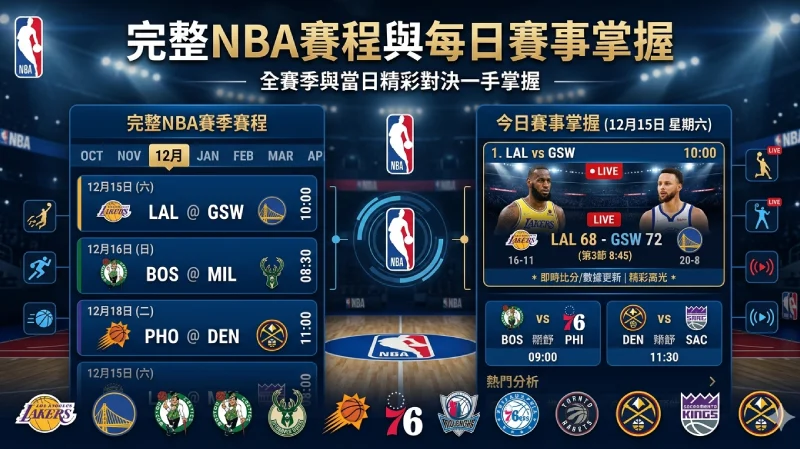 完整NBA賽程與每日賽事掌握